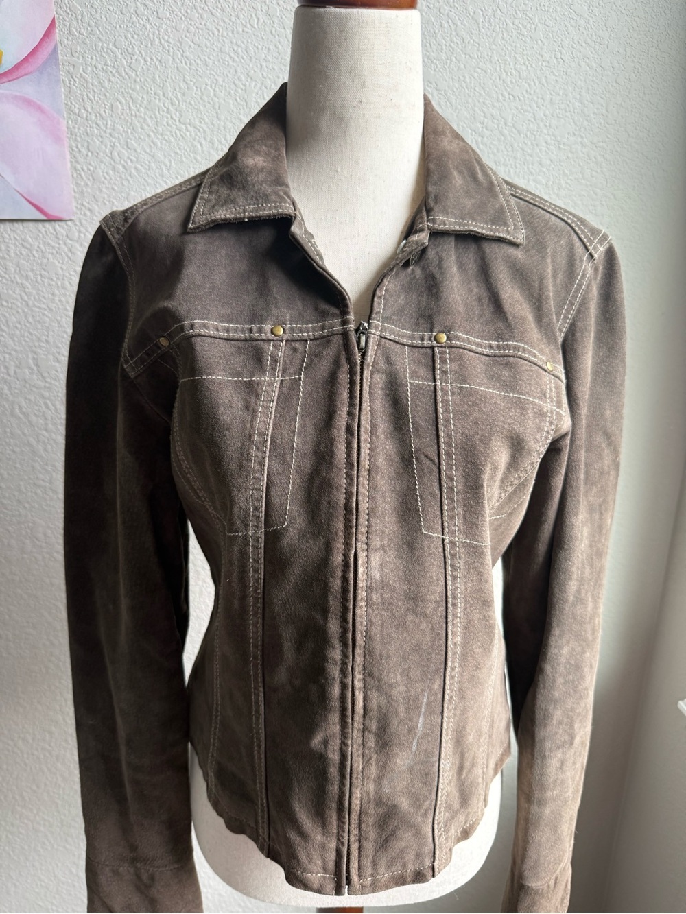 Vintage Live a Little Women's Chocolate/ Espresso Brown Genuine Suede Zip Jacket